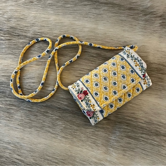 Vintage VERA BRADLEY Elizabeth 1997 Wallet On A String Long Yellow Pink Floral - Picture 1 of 17
